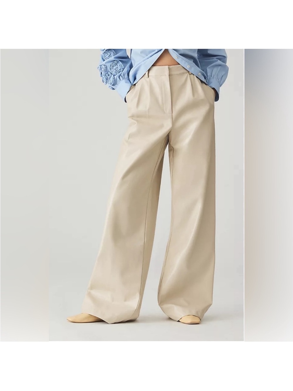 Anthropologie Hutch Wide-Leg Faux Leather Women's Trousers NWT